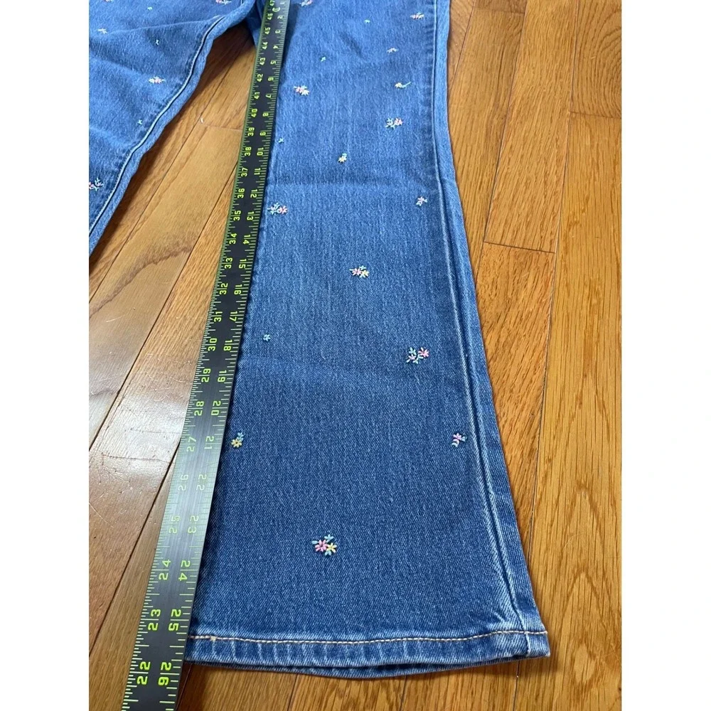 Old Navy‎ Girls High-Rise Flare Embroidered Floral Denim Jeans Blue Size 14 NWT